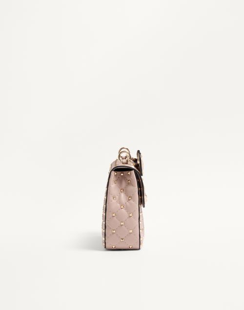 Valentino Garavani - Medium Nappa Rockstud Spike Bag - Poudre - Woman - Shoulder Bags